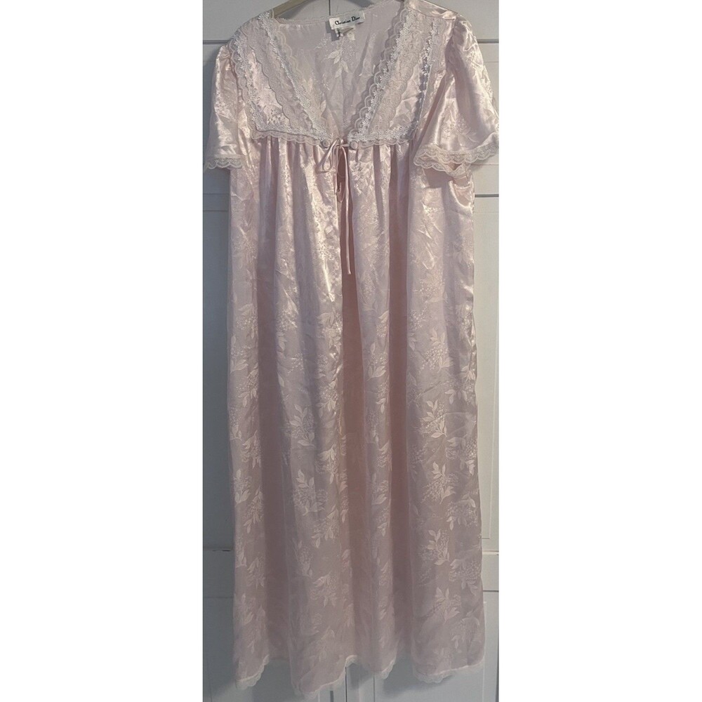 Christian Dior Vintage Pink Nightgown Lace Trim Size Large